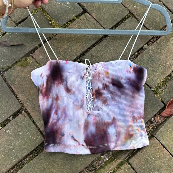 Free People crop top / repurposed & hand dyed by me / pink-brown ombré 🌸 - Picture 3 of 4